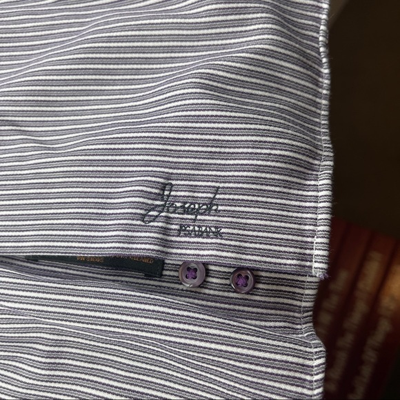 Joseph Jos A Bank Button Up Shirt Mens 17.5 35 Gray Striped Long Sleeve - Picture 9 of 10